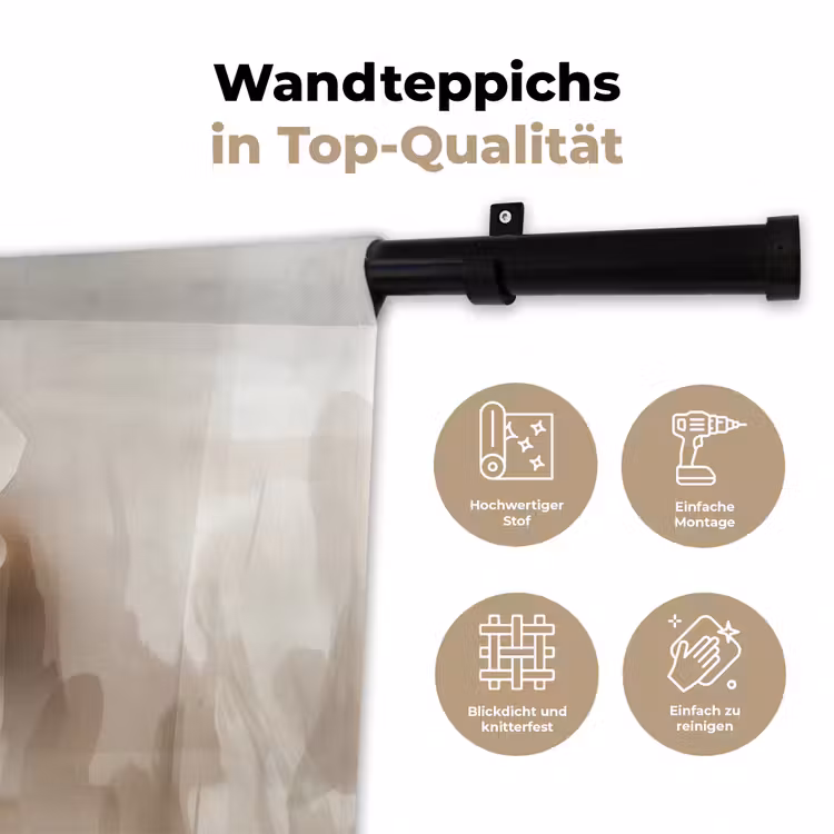 Bloem - Beige - Verf - Schaduw Wandkleed katoen klein -tsfeer2_DE