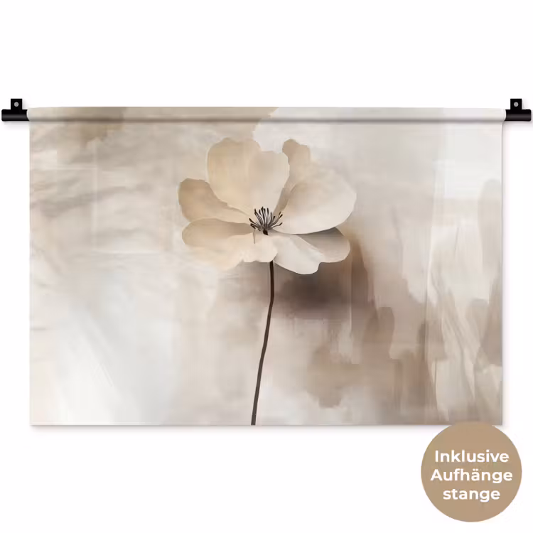 Bloem - Beige - Verf - Schaduw Wandkleed katoen klein -t3d_DE