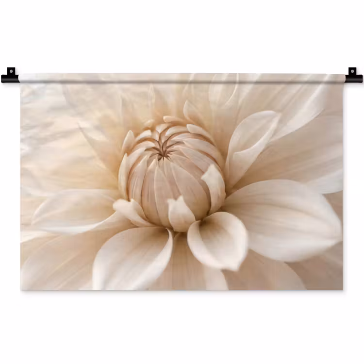 Bloem - Dahlia - Wit Wandkleed katoen klein -zz3d