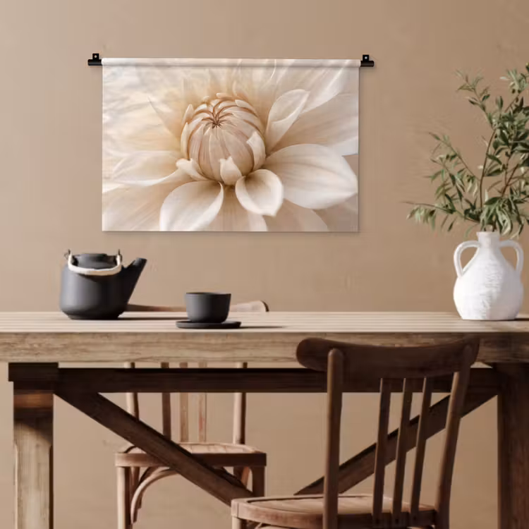 Bloem - Dahlia - Wit Wandkleed katoen klein -sfeer6