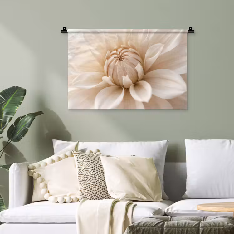 Bloem - Dahlia - Wit Wandkleed katoen klein -sfeer7