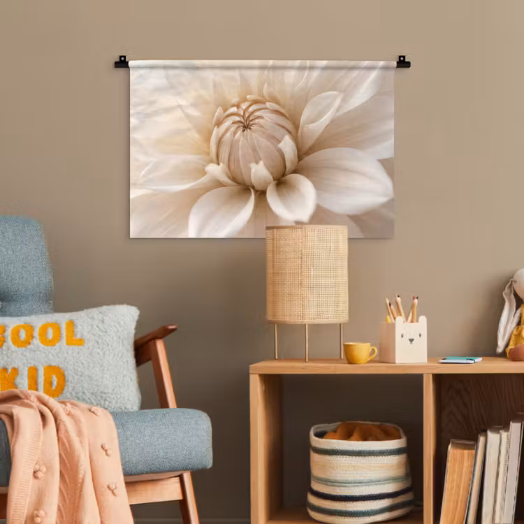 Bloem - Dahlia - Wit Wandkleed katoen klein -wsfeer4_kind