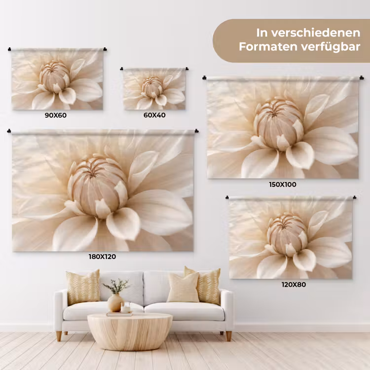 Bloem - Dahlia - Wit Wandkleed katoen klein -tsfeer8_DE