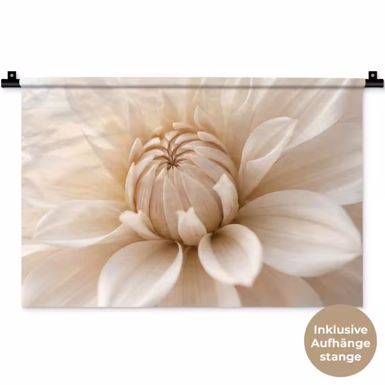 Bloem - Dahlia - Wit Wandkleed katoen klein -t3d_DE
