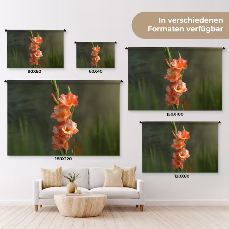 Bloem - Gladiolen - Zalmroze Wandkleed katoen klein -tsfeer8_DE