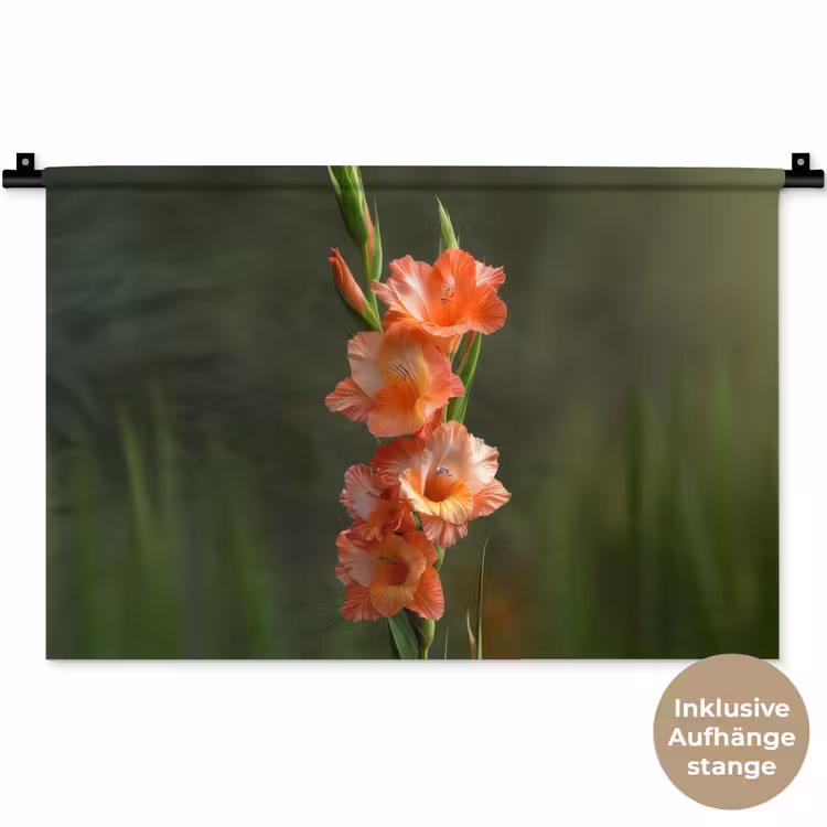Bloem - Gladiolen - Zalmroze Wandkleed katoen klein -t3d_DE