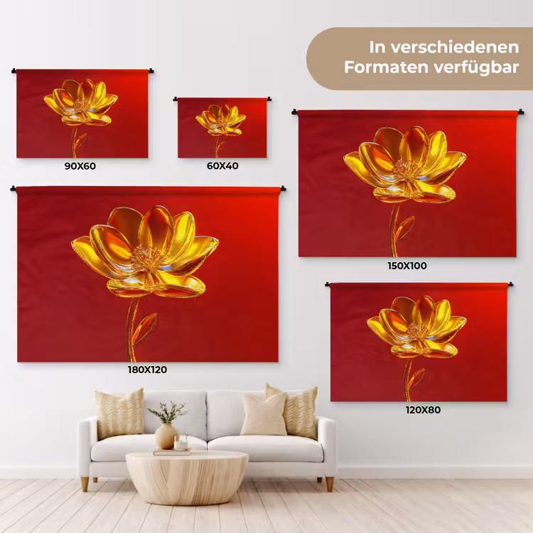 Bloem - Goud - Glazen Wandkleed katoen klein -tsfeer8_DE