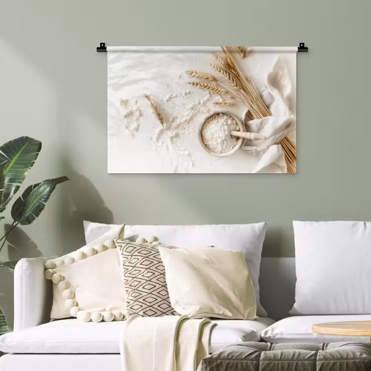 Bloem - Hout - Tarwe Wandkleed katoen klein -sfeer7