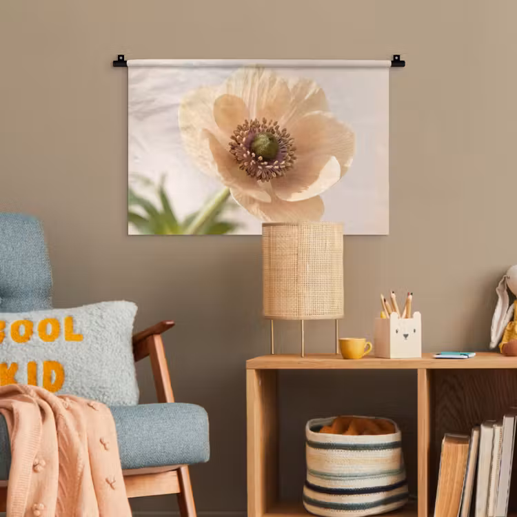 Bloem - Minimalistisch - Groen Wandkleed katoen klein -wsfeer4_kind