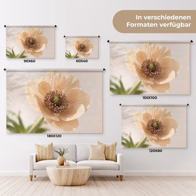 Bloem - Minimalistisch - Groen Wandkleed katoen klein -tsfeer8_DE