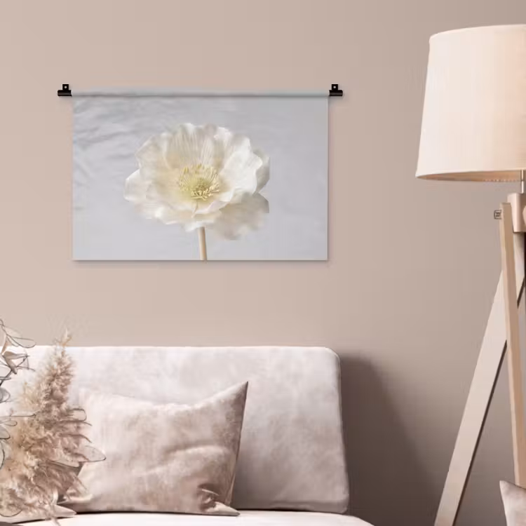 Bloem - Minimalistisch -Wit Wandkleed katoen klein -sfeer4