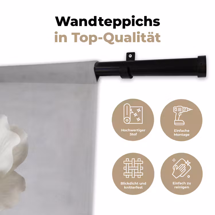 Bloem - Minimalistisch -Wit Wandkleed katoen klein -tsfeer2_DE