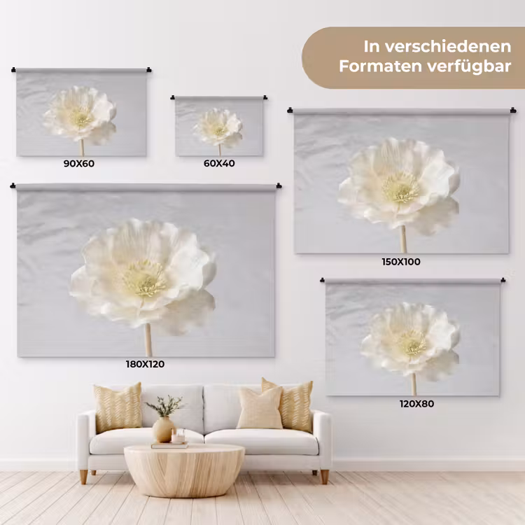 Bloem - Minimalistisch -Wit Wandkleed katoen klein -tsfeer8_DE