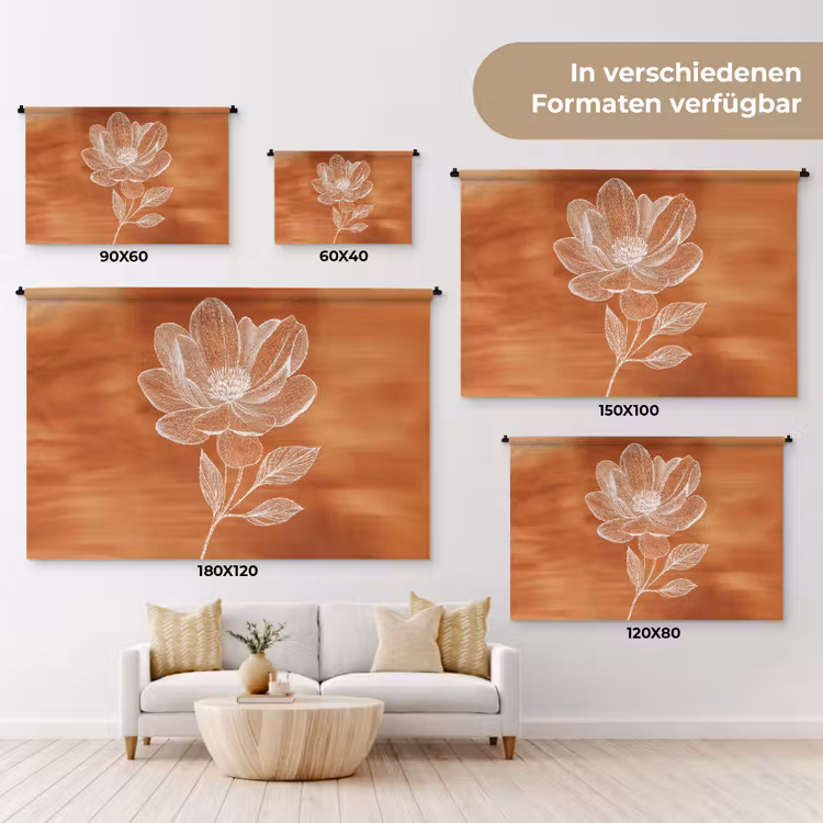 Bloem - Minimalistisch - Wit Wandkleed katoen klein -tsfeer8_DE