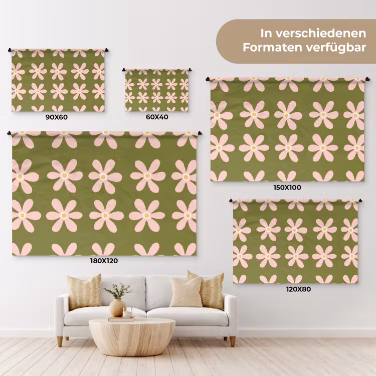Bloem - Modern - Groen Wandkleed katoen klein 269 -tsfeer8_DE