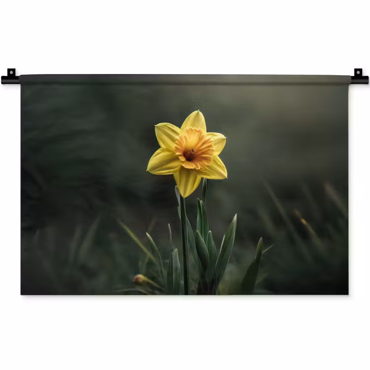 Bloem - Narcis - Gras - Geel Wandkleed katoen klein -zz3d