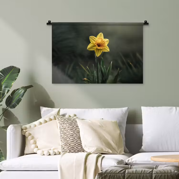 Bloem - Narcis - Gras - Geel Wandkleed katoen klein -sfeer7