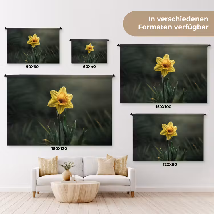 Bloem - Narcis - Gras - Geel Wandkleed katoen klein -tsfeer8_DE