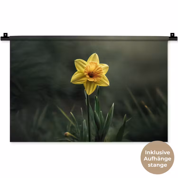 Bloem - Narcis - Gras - Geel Wandkleed katoen klein -t3d_DE