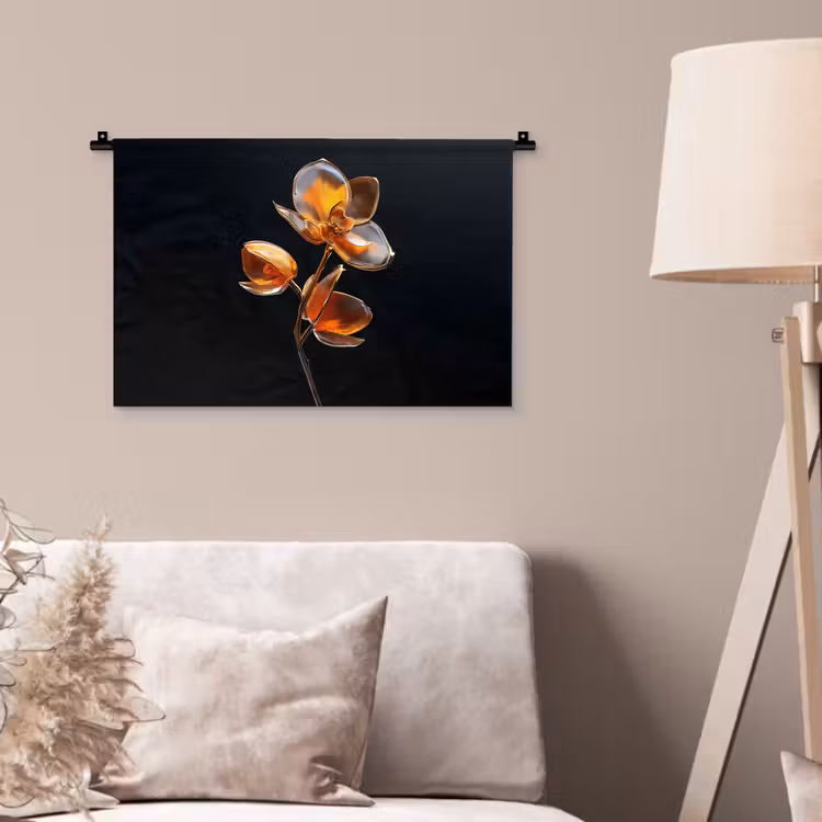Bloem - Orchidee - Oranje Wandkleed katoen klein -sfeer4