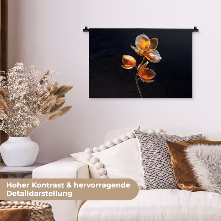 Bloem - Orchidee - Oranje Wandkleed katoen klein -tsfeer1_DE