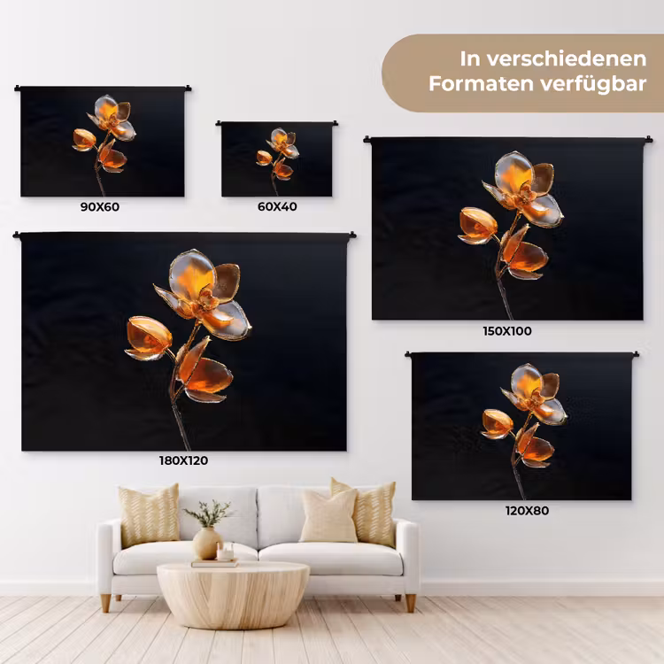 Bloem - Orchidee - Oranje Wandkleed katoen klein -tsfeer8_DE