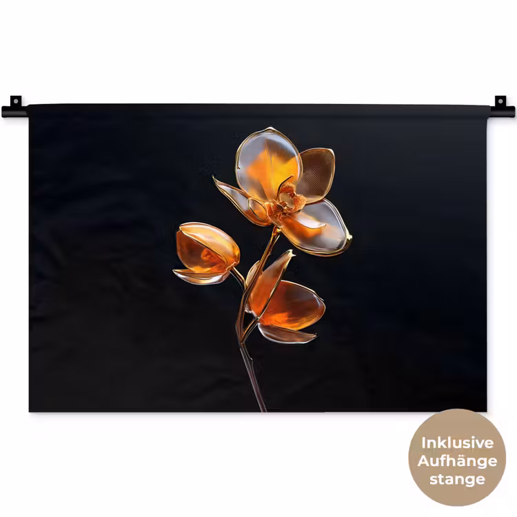 Bloem - Orchidee - Oranje Wandkleed katoen klein -t3d_DE
