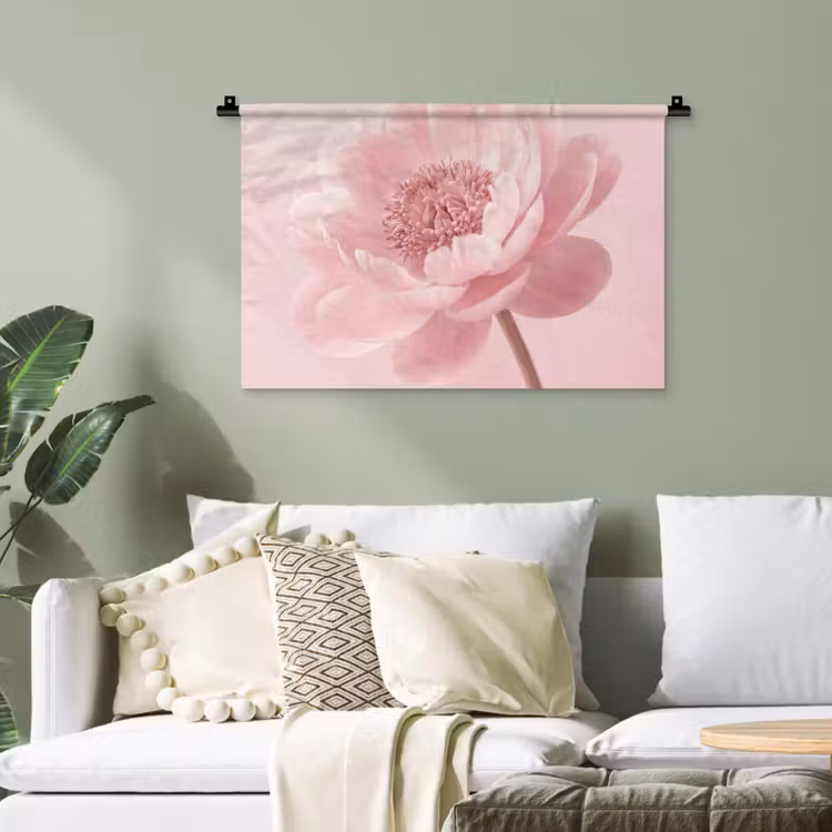 Bloem - Pioenroos - Roze Wandkleed katoen klein -sfeer7