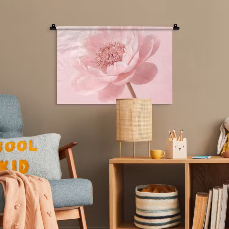 Bloem - Pioenroos - Roze Wandkleed katoen klein -wsfeer4_kind