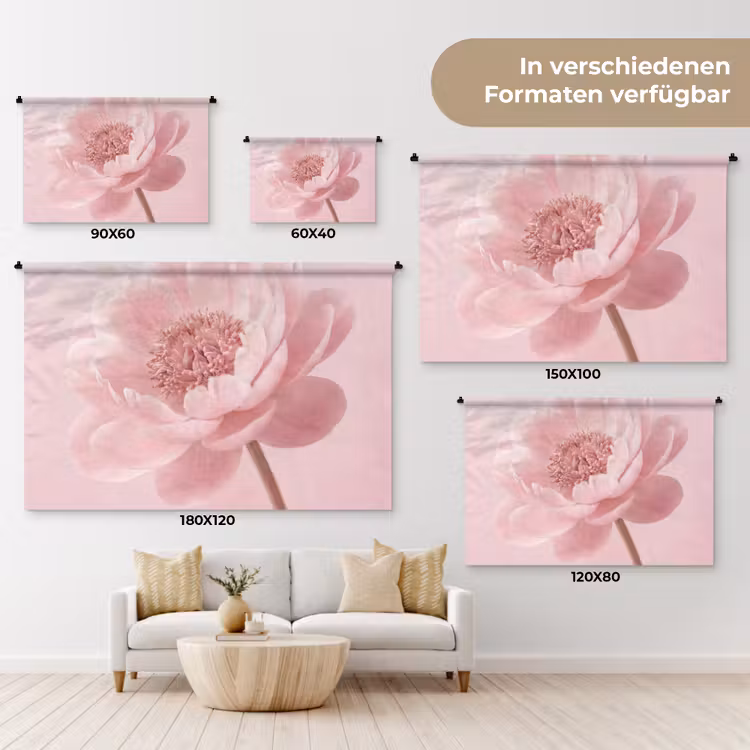Bloem - Pioenroos - Roze Wandkleed katoen klein -tsfeer8_DE