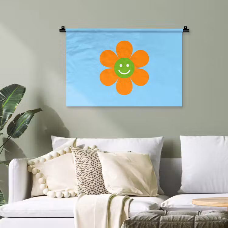Bloem - Smiley - Kleurrijk Wandkleed katoen klein -sfeer7