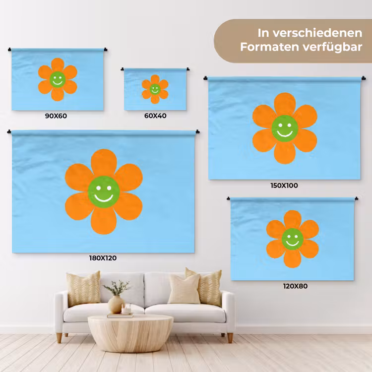 Bloem - Smiley - Kleurrijk Wandkleed katoen klein -tsfeer8_DE