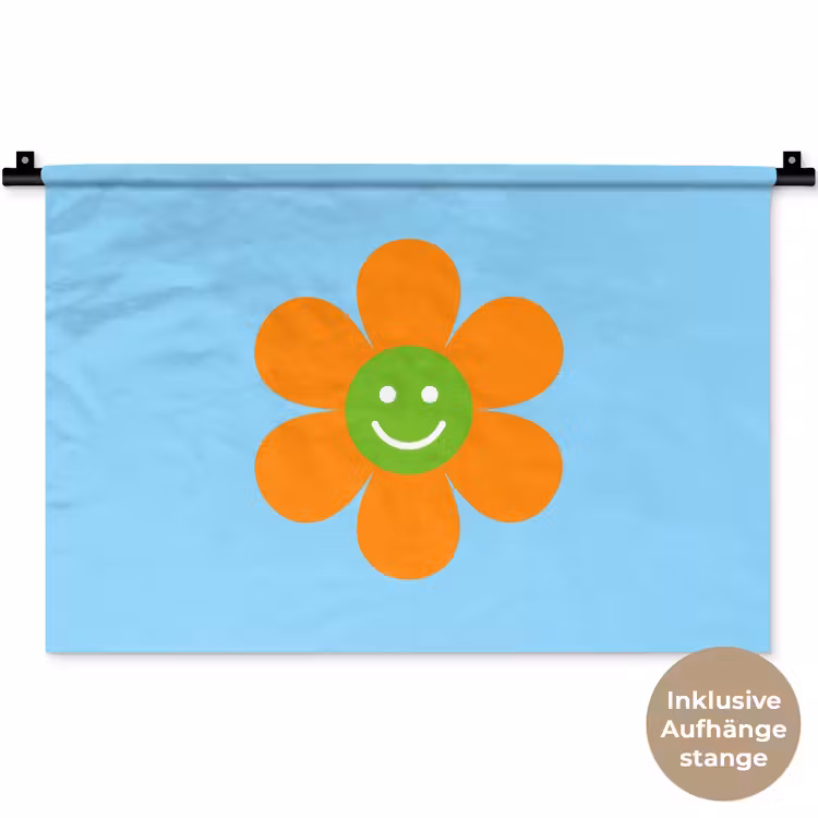 Bloem - Smiley - Kleurrijk Wandkleed katoen klein -t3d_DE
