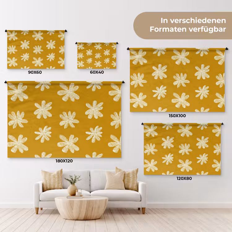 Bloem - Speels - Okergeel Wandkleed katoen klein 269 -tsfeer8_DE
