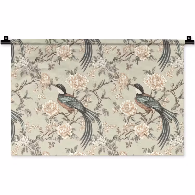 Bloem - Vogel - Kleurrijk Wandkleed katoen klein 269 -zz3d