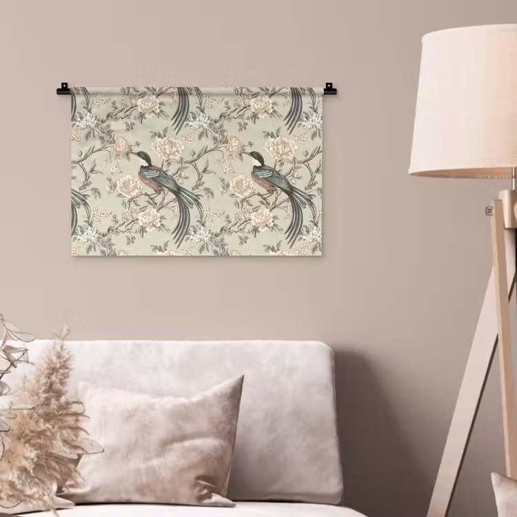 Bloem - Vogel - Kleurrijk Wandkleed katoen klein 269 -sfeer4