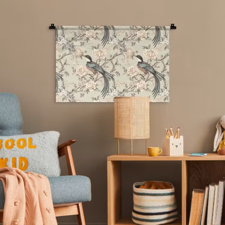 Bloem - Vogel - Kleurrijk Wandkleed katoen klein 269 -wsfeer4_kind