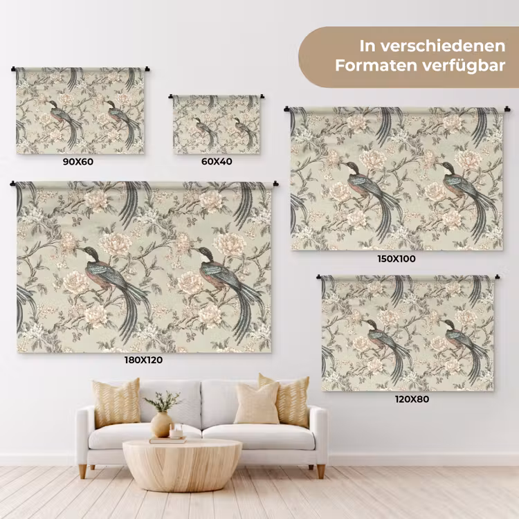 Bloem - Vogel - Kleurrijk Wandkleed katoen klein 269 -tsfeer8_DE
