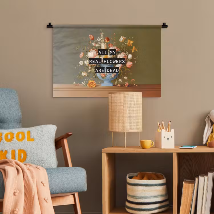 Bloem - Quote - Vintage - Art Wandkleed katoen klein -wsfeer4_kind