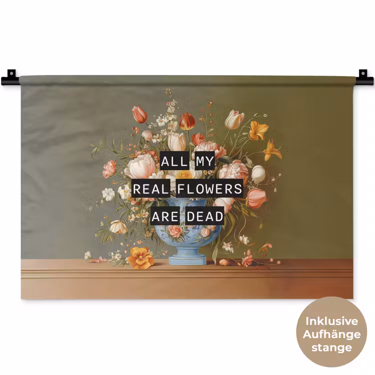 Bloem - Quote - Vintage - Art Wandkleed katoen klein -t3d_DE