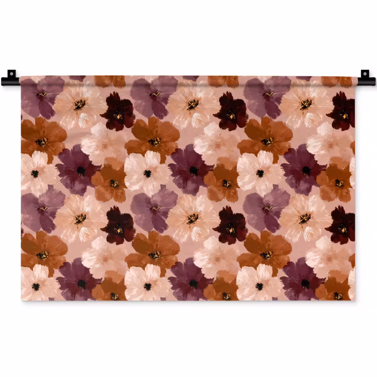 Bloemen - Abstract - Aardetinten Wandkleed katoen klein 269 -zz3d