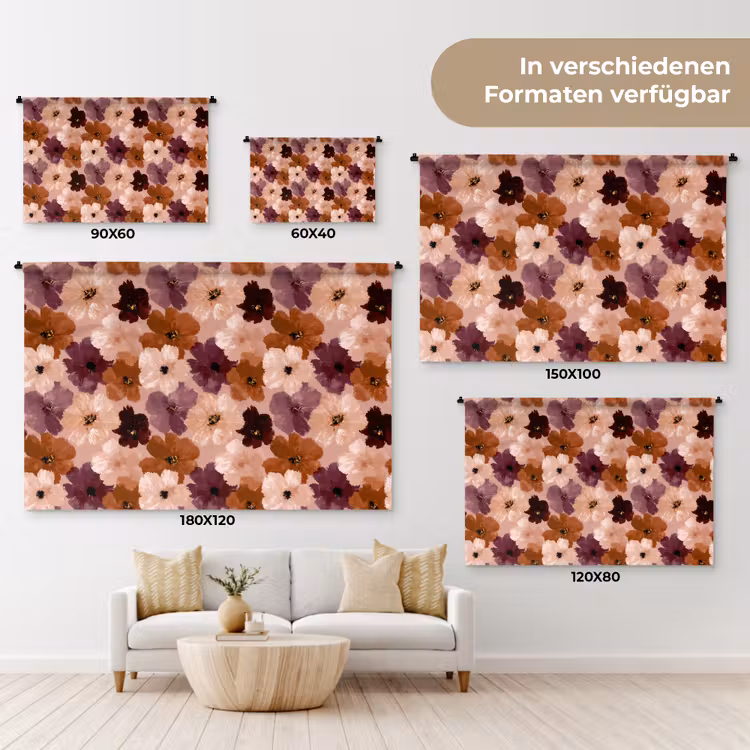 Bloemen - Abstract - Aardetinten Wandkleed katoen klein 269 -tsfeer8_DE