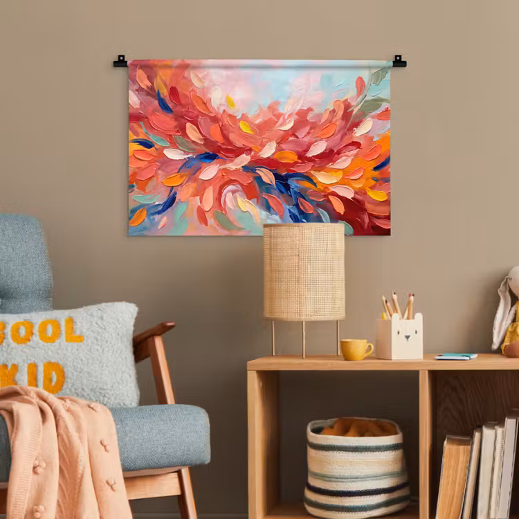 Bloemen - Abstract - Kunst - Modern Wandkleed katoen klein -wsfeer4_kind