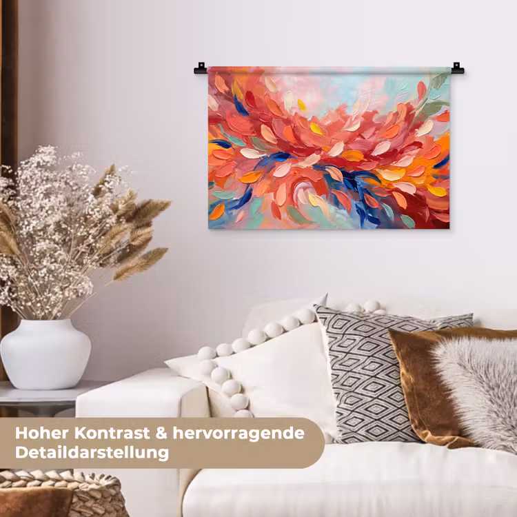 Bloemen - Abstract - Kunst - Modern Wandkleed katoen klein -tsfeer1_DE