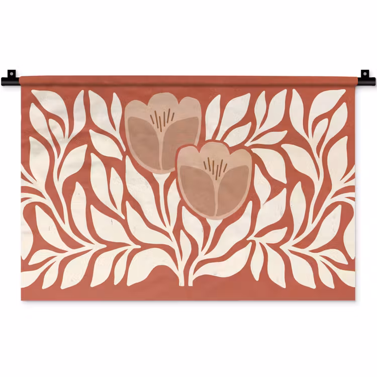 Bloemen - Abstract - Modern - Beige - Natuur Wandkleed katoen klein -zz3d