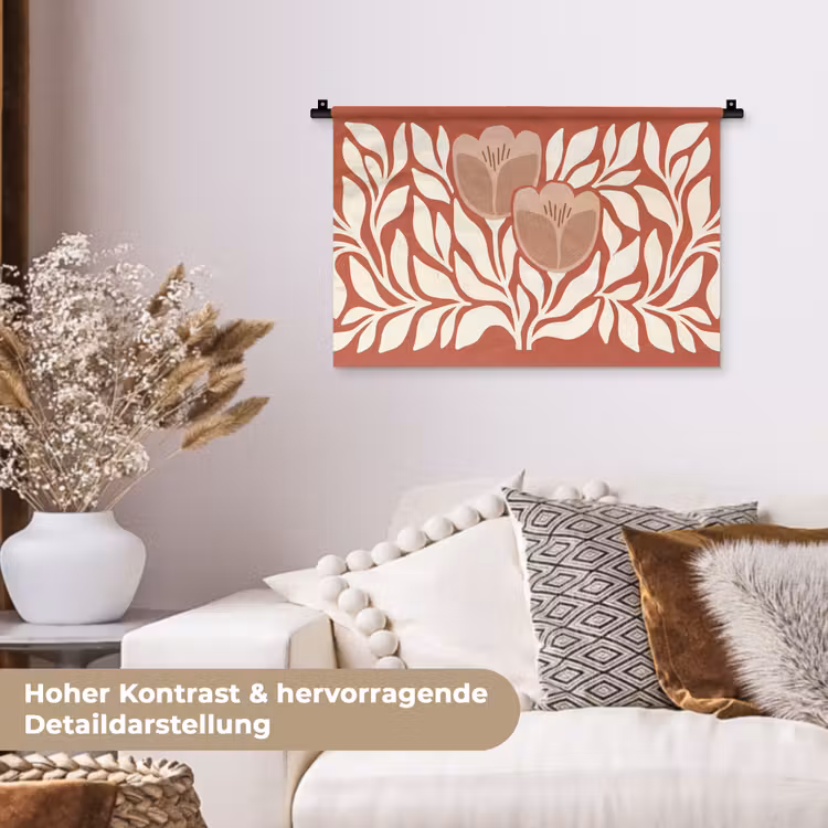 Bloemen - Abstract - Modern - Beige - Natuur Wandkleed katoen klein -tsfeer1_DE