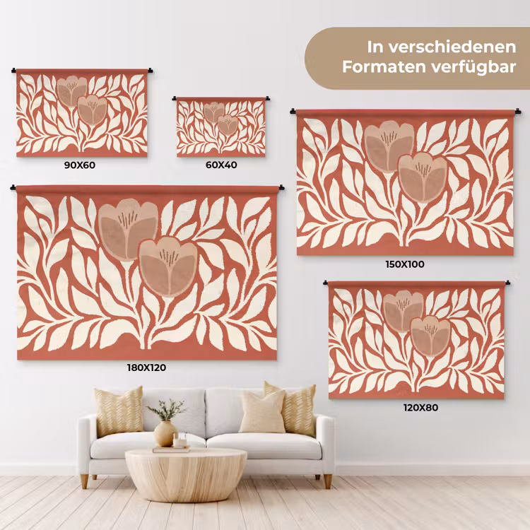 Bloemen - Abstract - Modern - Beige - Natuur Wandkleed katoen klein -tsfeer8_DE