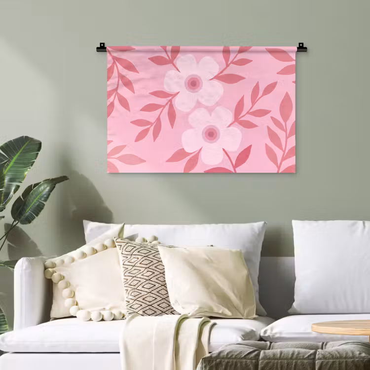 Bloemen - Abstract - Modern - Roze - Natuur Wandkleed katoen klein -sfeer7