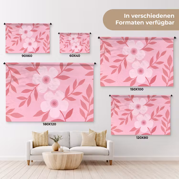 Bloemen - Abstract - Modern - Roze - Natuur Wandkleed katoen klein -tsfeer8_DE
