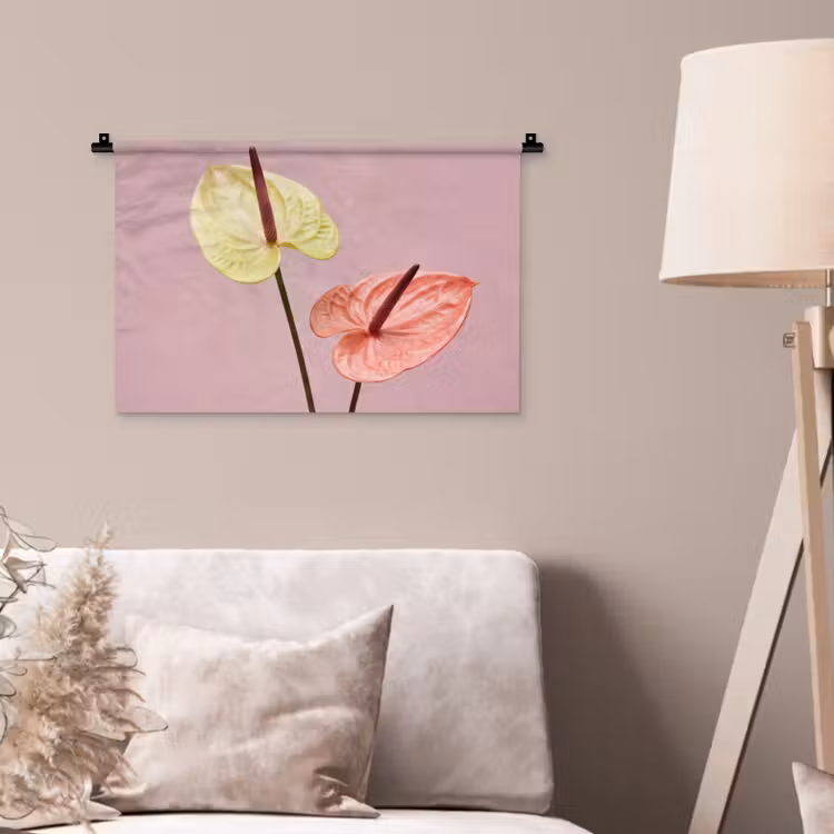Bloemen - Anthuriums - Geel - Roze Wandkleed katoen klein -sfeer4